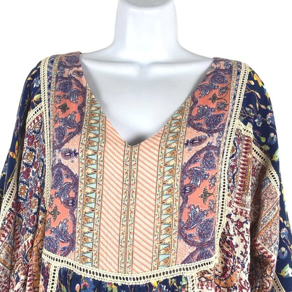 Sundance My Favorite Patchwork Dress XS Floral Paisley Rayon Boho DR-1528 - Picture 5 of 11